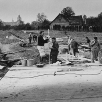 Stavba olomouckého rozária na začátku 70. let 20. století Zdroj: archiv VFO